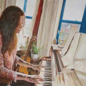 Andrea while Composing by John Simnett, Image 1.