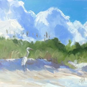 White Heron on Long Beach by Christy Hegarty