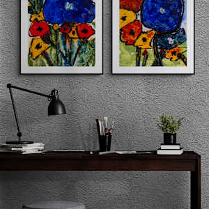Poppy Dance I & II. by louie . rochon . fine . art 