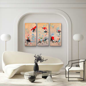 Phantasia I by Diana Linsse  Image: Phantasia Triptychon hanging on living room wall