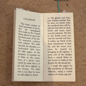 Memories of My Father by Shireen Holman  Image: Colophon booklet, detail view.