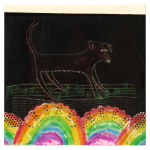 Jacki's Nipples (Rainbow Doily Dog) by Brooke Ann Inman