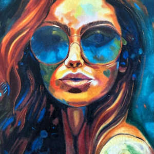 Cool Chick (Mini Fine Art Print / Post Card / A6) - QUANTITY X 4 by CELINE LEFORT, Image 1.