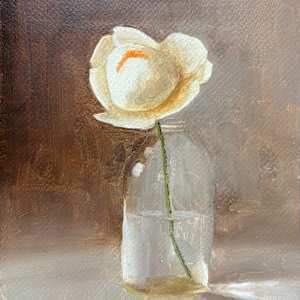 Rose in Jar (Study in Orange) by Martha Lee Turner, Image 1.