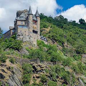 Katz Castle, a prominent medieval fortress located above the town of Sankt Goarshausen, Germany, along the Rhine River. by David Whited, Image 6.
