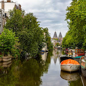 Historic canals in Amsterdam, Netherlands. by David Whited