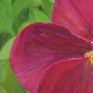 "Pansy #1" by Steven McHugh  Image: Detail of  view of original abstract painting by Steven McHugh, oil, on canvas. .  Canvas is 46" x 34" and is 2.5" deep, unframed. "My wife and I were having breakfast on our deck and she pointed out how she loves pansy's so I just had to paint a few."