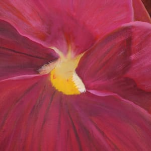 "Pansy #1" by Steven McHugh  Image: Detail of original abstract painting by Steven McHugh, oil, on canvas. .  Canvas is 46" x 34" and is 2.5" deep, unframed. "My wife and I were having breakfast on our deck and she pointed out how she loves pansy's so I just had to paint a few."