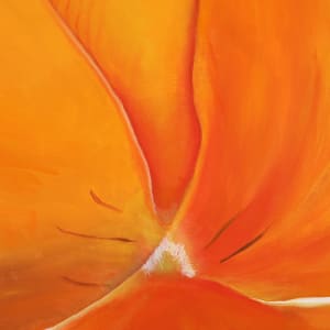 "Pansy #3" by Steven McHugh  Image: Detail view. Introducing "Pansy #3," an original oil painting on canvas by the talented artist Steven McHugh. This beautiful abstract artwork features a vibrant orange color palette that captures the essence of a blooming pansy flower. Measuring 48" x 36" and 2.5" deep, this unframed canvas is a statement piece that will add a pop of color to any room. Steven McHugh was inspired to create this masterpiece during a relaxing breakfast with his wife, making it a truly special piece of art. Add "Pansy #3" to your collection today and enjoy its beauty for years to come.
