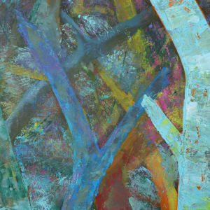 "The World I Live In" by Steven McHugh  Image: Detail photo showing texture. Experience the vibrant energy of "The World I Live In", a stunning original painting by abstract artist Steven McHugh. Measuring 36"x48", this colorful work of art is painted on oil paper, then carefully mounted onto a sturdy wood panel. The vivid, bold hues perfectly capture the spirit of the artist's home, bringing a piece of his world into yours. This unframed masterpiece is perfect for art collectors and enthusiasts alike. Add a touch of abstract beauty to your space with "The World I Live In".