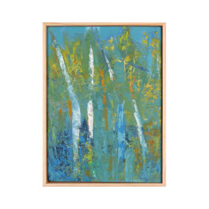 "Forest Spirit" by Steven McHugh  Image: Original mixed media abstract oil painting by Stevenjohn McHugh titled "Forest Spirit". Measures 15.5" x 11.5" x 1.5. Framed size is 16.25" x 12.25 x 2.5". Mixed media with oil stick, marker, oil, graphite, charcoal and cold wax on Arches oil paper glued on wood panel with PH balance glue. Side of wood cradle (solid wood) is varished natural. Signed on front and back. Framed is a vanished gallery frame solid wood. Shipping included in the U.S. Shop at www.stevemchughart.com #madelineisland #stevemchughart.com #bayfieldwi #apostleislands #wisconsinartist #mixedmedia #modernart