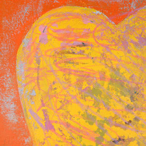 "Yellow Heart" by Steven McHugh  Image: Detail view,  "Yellow Heart," an original mixed media painting by abstract artist Steve McHugh. This striking piece is a visual representation of the wear and tear that one's heart undergoes over the years, featuring rich, intense colors and subtle markings that draw the viewer in. Created using a combination of oil and cold wax on wood panels, "Yellow Heart" is a bold statement that measures 20.25" x 15.25". The painting comes beautifully presented in a gallery floating frame, making it a stunning addition to any art collection. Whether displayed in a home or office, "Yellow Heart" is sure to captivate and inspire.

Shipping and state sales tax is added after purchase.