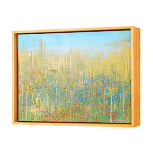 "Spring Magic" by Steven McHugh  Image: Side view of  "Spring Magic," a vibrant mixed-media, non-representational abstract painting. Inspired by the scenic beauty of Madeline Island, this captivating piece captures the rejuvenating spirit of spring, offering a transformative visual journey. Perfect for art enthusiasts and collectors alike, "Spring Magic" exemplifies the unique artistic vision flourishing at stevemchughart.com. Elevate your space with this compelling artwork that resonates with the natural splendor and creative energy of Lake Superior, WI.
