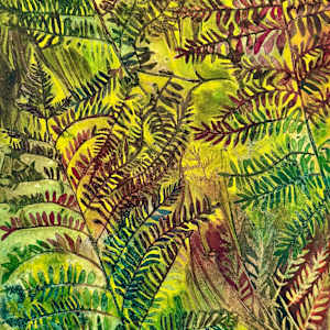 Ferns of Door, original watercolor and ink by Helen R Klebesadel, Image 1.