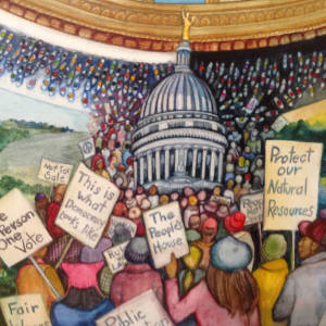 Capitol/Capital an original watercolor on canvas by Helen R Klebesadel 