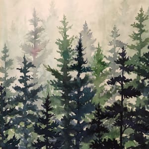 Fir Forest in Mist by Helen R Klebesadel