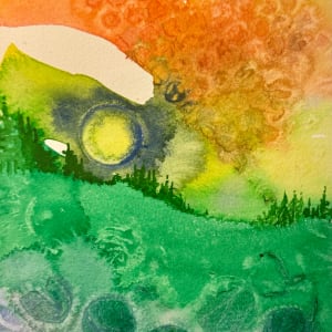 Yellow Moon Rise- Drawing a Day #238 by Helen R Klebesadel 