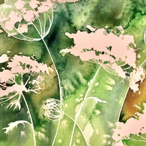 Queen Anne's Prairie - Drawing A Day #122 by Helen R Klebesadel  Image: Painting prior to drawing in it with ink.