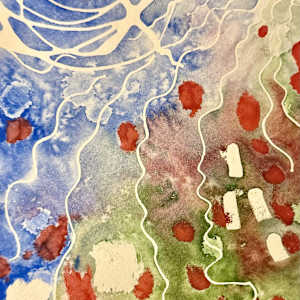 Hope and Nature  Rising- Drawing a Day #310 by Helen R Klebesadel  Image: watercolor sample prior to adding ink