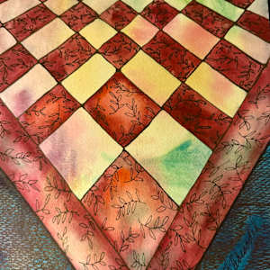 Ivy's Quilt- Drawing a Day #347 by Helen R Klebesadel  Image: watercolor pre-ink