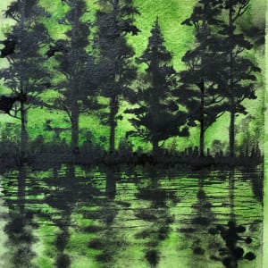 Reflections on Green - Drawing a Day #110 by Helen R Klebesadel