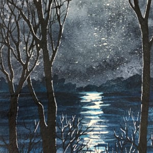 Moonlight II-Drawing a Day #136 by Helen R Klebesadel