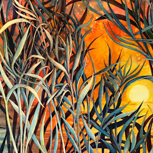 Greeting Card - Sunrise Grasses by Helen R Klebesadel