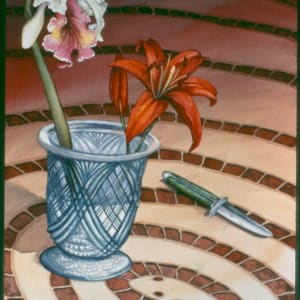 Lily and Orchids an original watercolor by Helen R Klebesadel