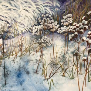 Winter Prairie I original watercolor by Helen R Klebesadel