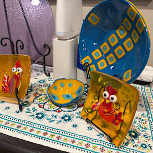 Egyptian Blue, Marigold, and Turquoise Bowl by Candice Treat Murphy, Image 2.