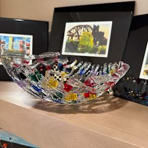 Rainbow Netted Glass Bowl by Candice Treat Murphy, Image 3.