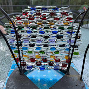 Rainbow Netted Glass Circle by Candice Treat Murphy