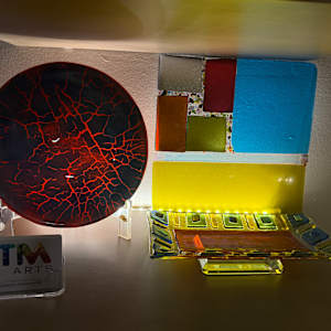 Orange and Navy Crackle Bowl by Candice Treat Murphy, Image 1.