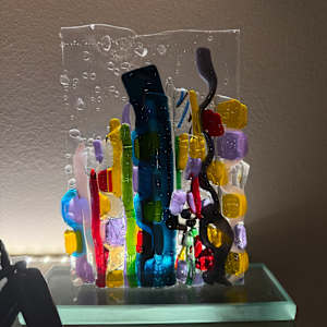 Rainbow On Edge Strip Sculpture II on Custom Stand by Candice Treat Murphy