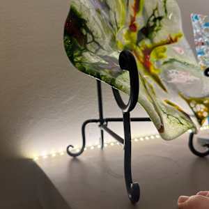 Clear Red Green Pink Stretch Wavy Bowl by Candice Treat Murphy, Image 3.