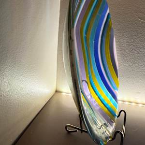 Turquoise, Pink, & Lavender Stringers Bowl by Candice Treat Murphy, Image 1.