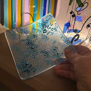 6” Turquoise Bubble Sushi Dish by Candice (Candy) Treat Murphy, Image 1.