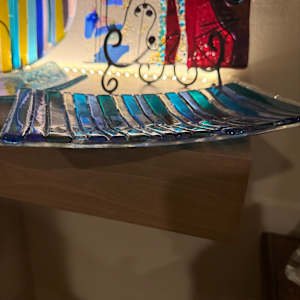 Blue and Turquoise Strips Sushi Tray by Candice Treat Murphy, Image 3.