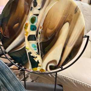 Vanilla & Brown Waves with Turquoise and Vanilla Stones by Candice Treat Murphy