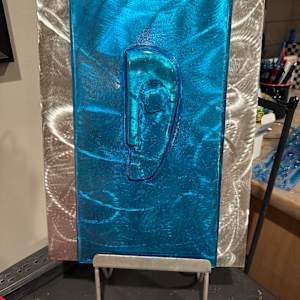 Iridescent Turquoise Half Face Relief by Candice Treat Murphy