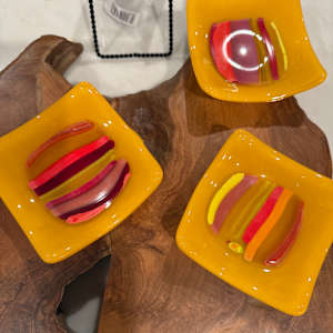 4” Streaky Orange Sushi Dish by Candice Treat Murphy, Image 1.