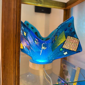 Modern Dichroic Blues Kerchief Vase by Candice Treat Murphy, Image 2.