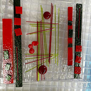 Abstract Square Red and Greens by Candice Treat Murphy, Image 3.
