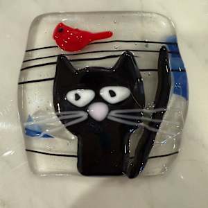 Peeky Black Cat 3.5” with Cardinal I by Candice Treat Murphy, Image 2.