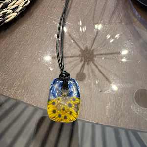 Ukraine Sunflower Necklace Rectangle #4 by Candice Treat Murphy