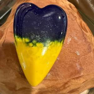 Ukraine Colors Large Heart Paperweight #1 by Candice Treat Murphy