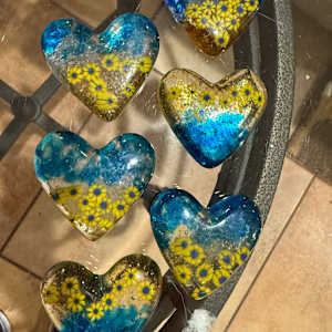 2" Ukraine Sunflower Pocket Heart #15 by Candice Treat Murphy, Image 2.