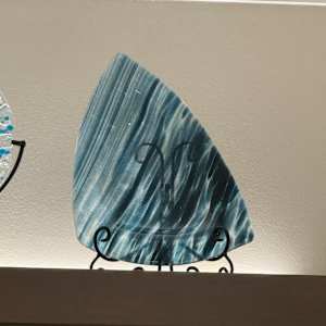 MCM Turquoise Streaky Dichroic Triangle Tray by Candice Treat Murphy