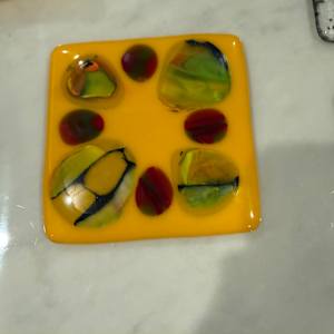 4” Marigold Sushi Dish with 8 Stones by Candice Treat Murphy, Image 1.