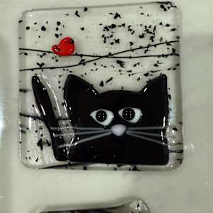 Peeky Black Cat 4” with Cardinal by Candice Treat Murphy, Image 3.